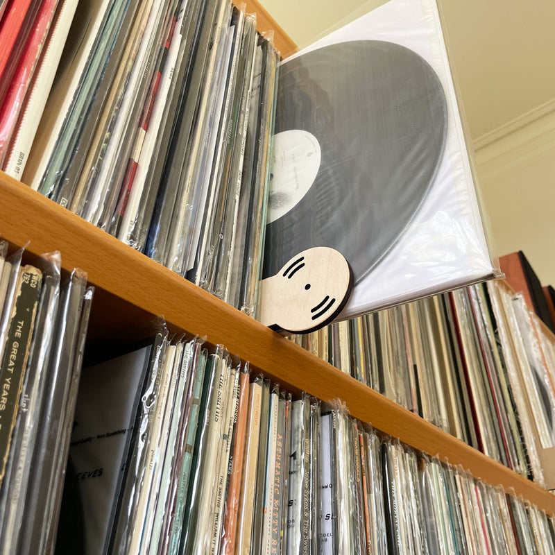 Wood placeholder sticks for organizing vinyl records 
