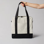 Record Tote Bag with a wood base, made in San Francisco by Koeppel Design